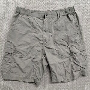 REI Co-op Mens Large Cargo Shorts Hiking Outdoor Elastic‎ Waist UPF 50+ Gray